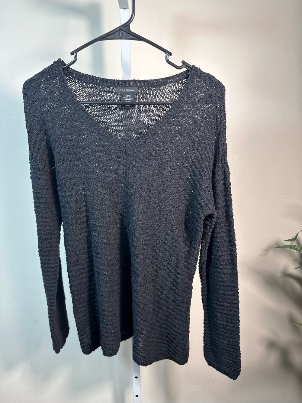 244. Calvin Klein Jeans Black V-Neck Lightweight Knit Sweater